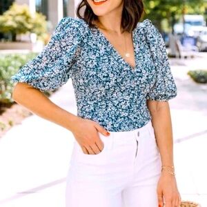 Abercrombie Floral Smocked Bow Top